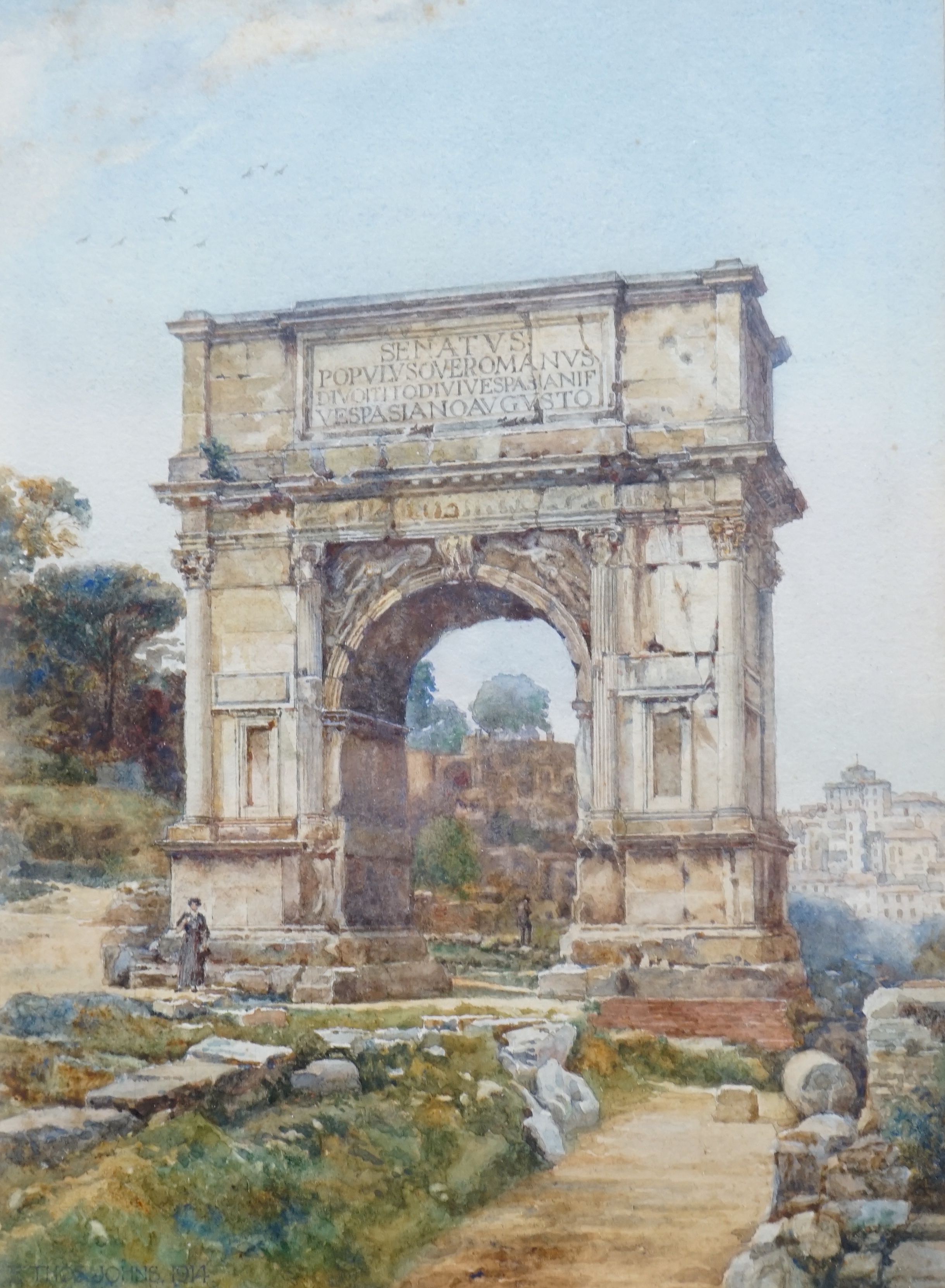 Edwin Thomas Johns (1862-1947), watercolour, 'The Arch of Titus, Rome', signed, 29 x 21cm